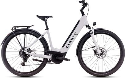 VTC Électrique Cube Touring Hybrid One 625 Easy Entry Shimano Cues 9V 625 Wh 700 mm Blanc Cotton Gris 2025